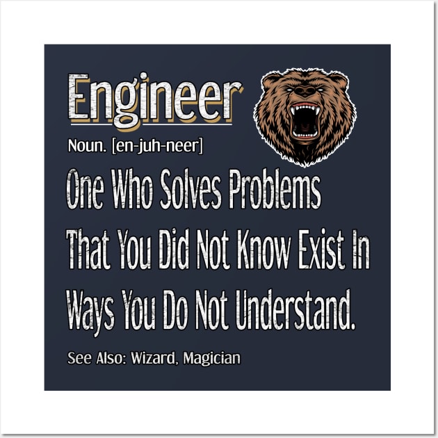 Funny Engineer Definition Awesome Engineering Gift For Bear Lovers Wall Art by Inspireshirt